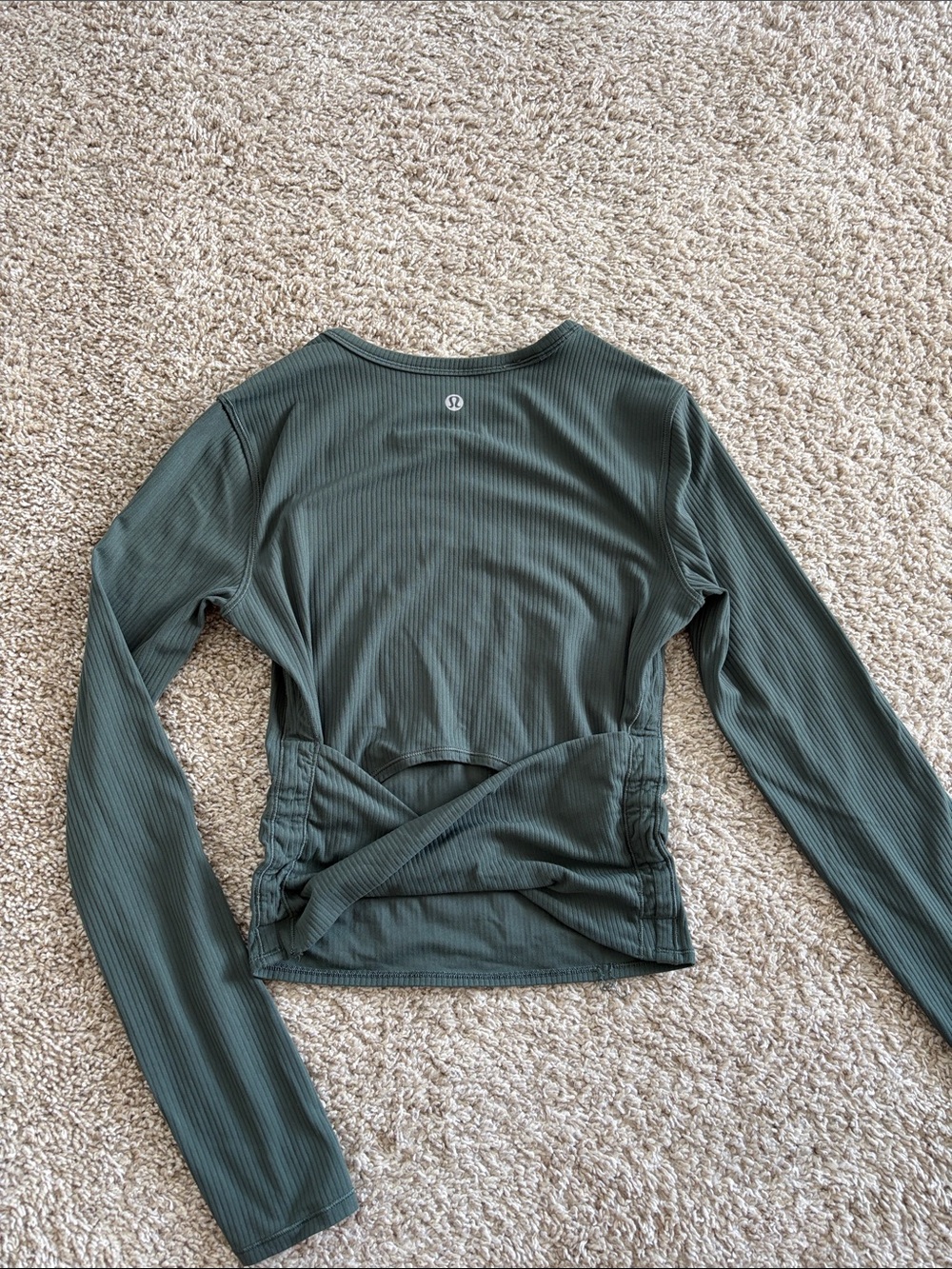 Lululemon Long Sleeve Ribbed Crew Top — Olive Green